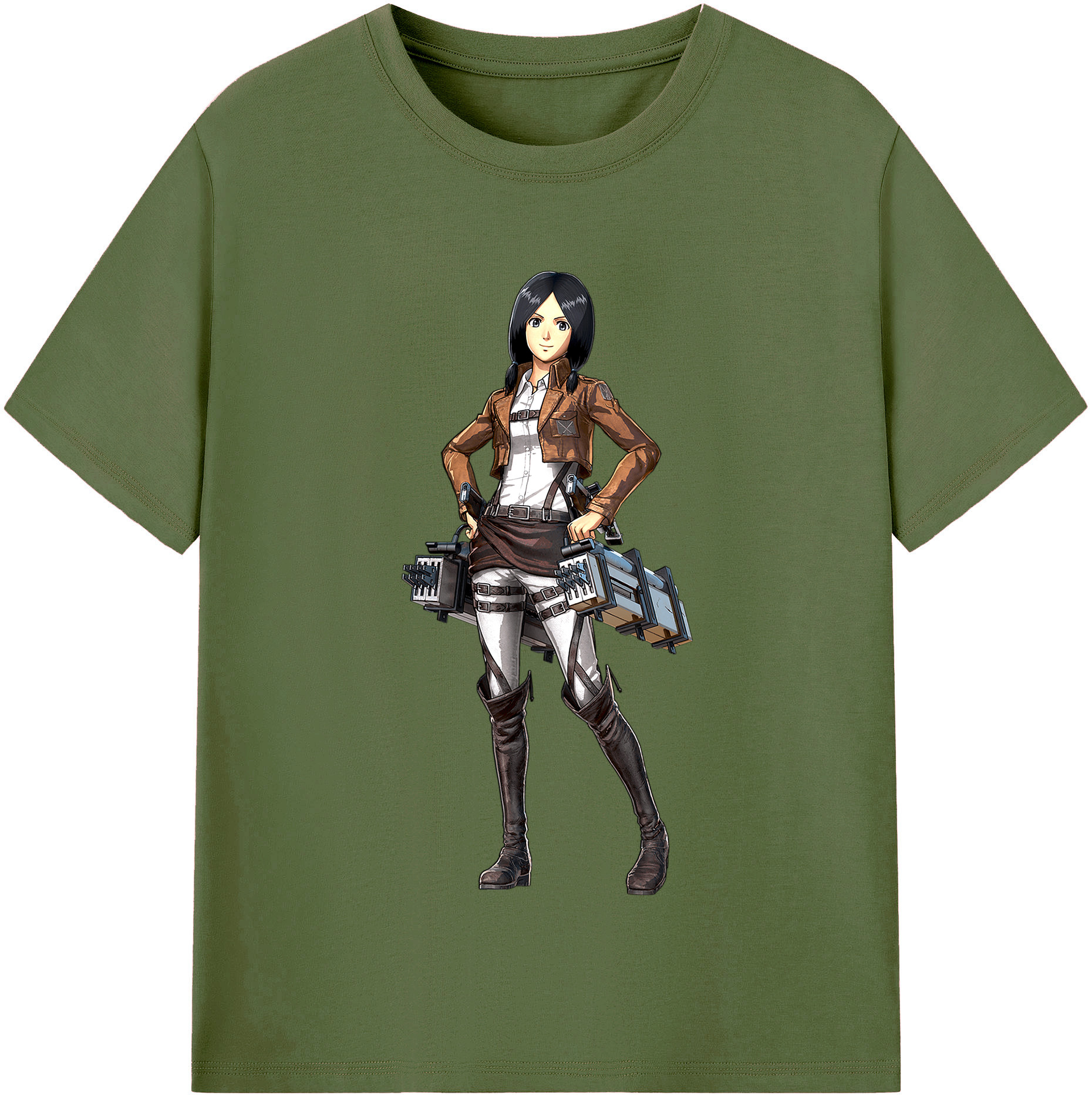 （画像用） 進撃の巨人 ミカサ·アッカーマン Attack on Titan Mikasa Ackerman 綿100％半袖Tシャツ（フロントプリント）